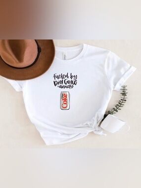 Funny Diet Coke Shirt Fueled By Anxiety Graphic Tee Trendy Top